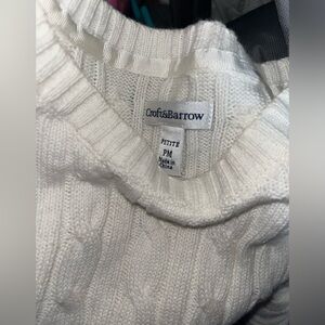 Cozy Croft & Barrow White Cable Knit Sweater Petite Medium (PM) Classic Winter